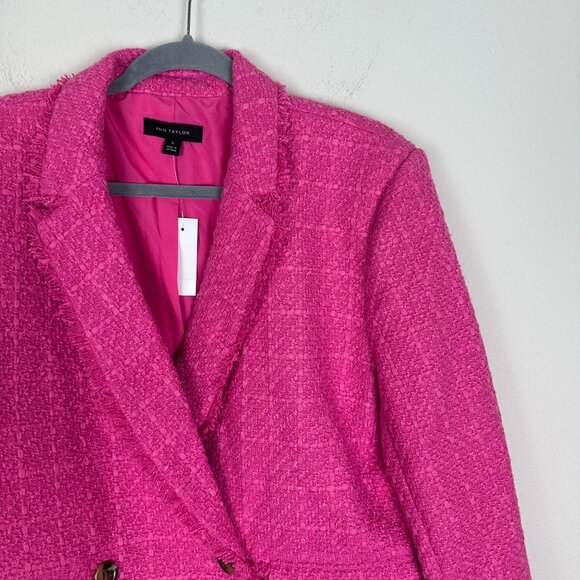Ann Taylor Pink Tweed Blazer • Sz 16 • NWT - Picture 2 of 8